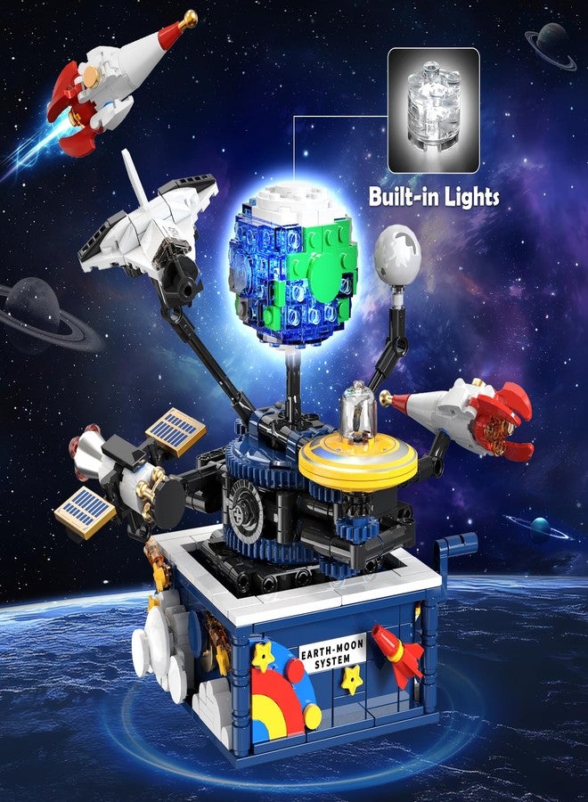 CUBIMANA Planet Rotatable Space Sets with Light - Earth & Moon Space Exploration Building Toys with Shuttle Spaceship Science Kits Building Blocks Gifts for Kids Age 8+ Years Old Boys Girls(554 PCS) - Image 3